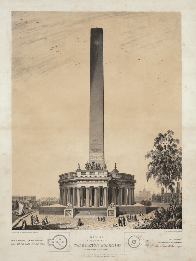 John H. Bufford's & Sons - Design of the original Washington Monument