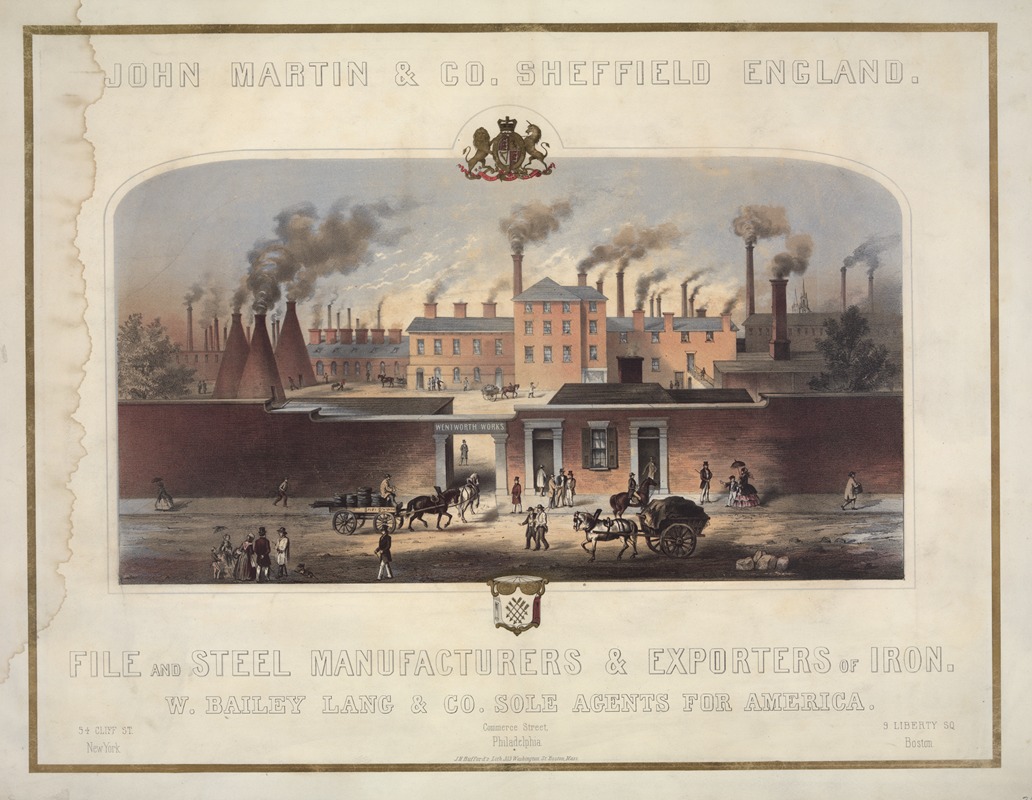 John H. Bufford's & Sons - John Martin & Co., Sheffield, England. File and steel manufacturers & exporters of iron. W. Bailey Lang & Co. sole agents for America