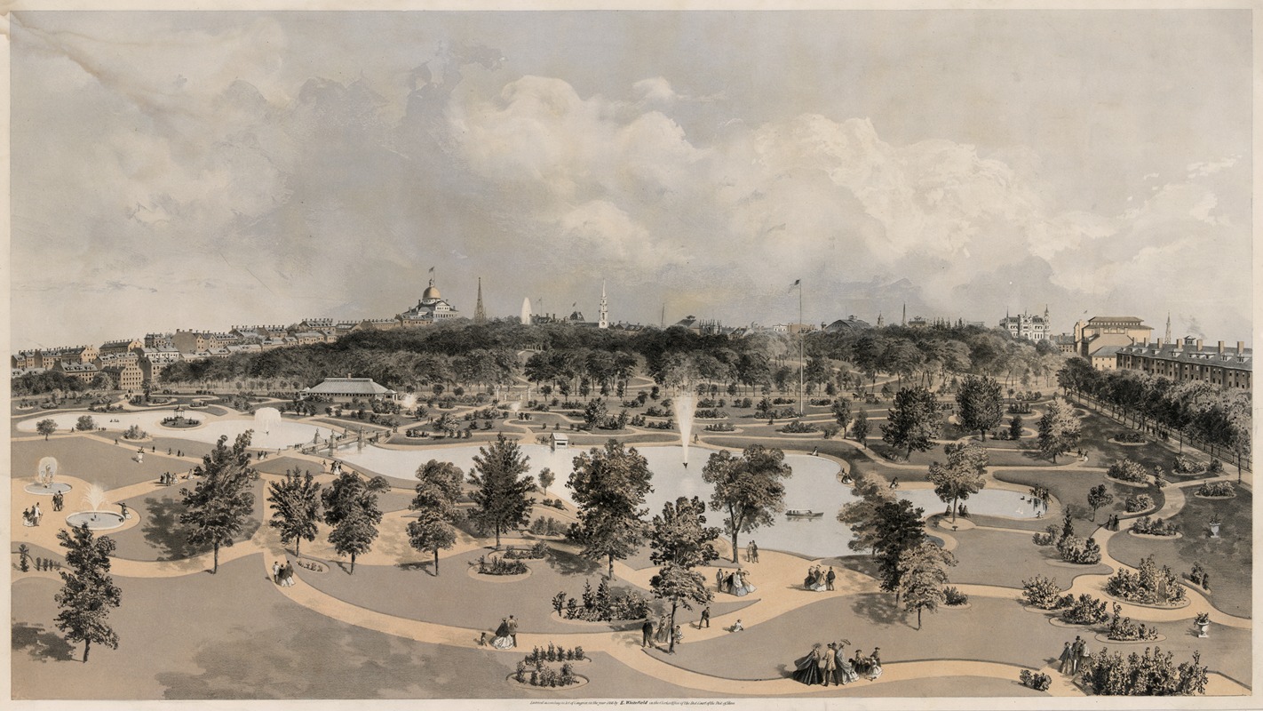 John H. Bufford's & Sons - View of the Public Garden & Boston Common – from Arlington St.