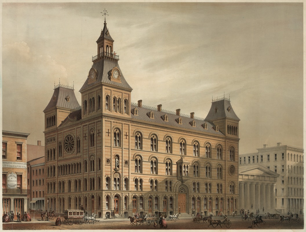 Strobridge & Co. Lith. - The Masonic Temple, Cincinnati, Ohio