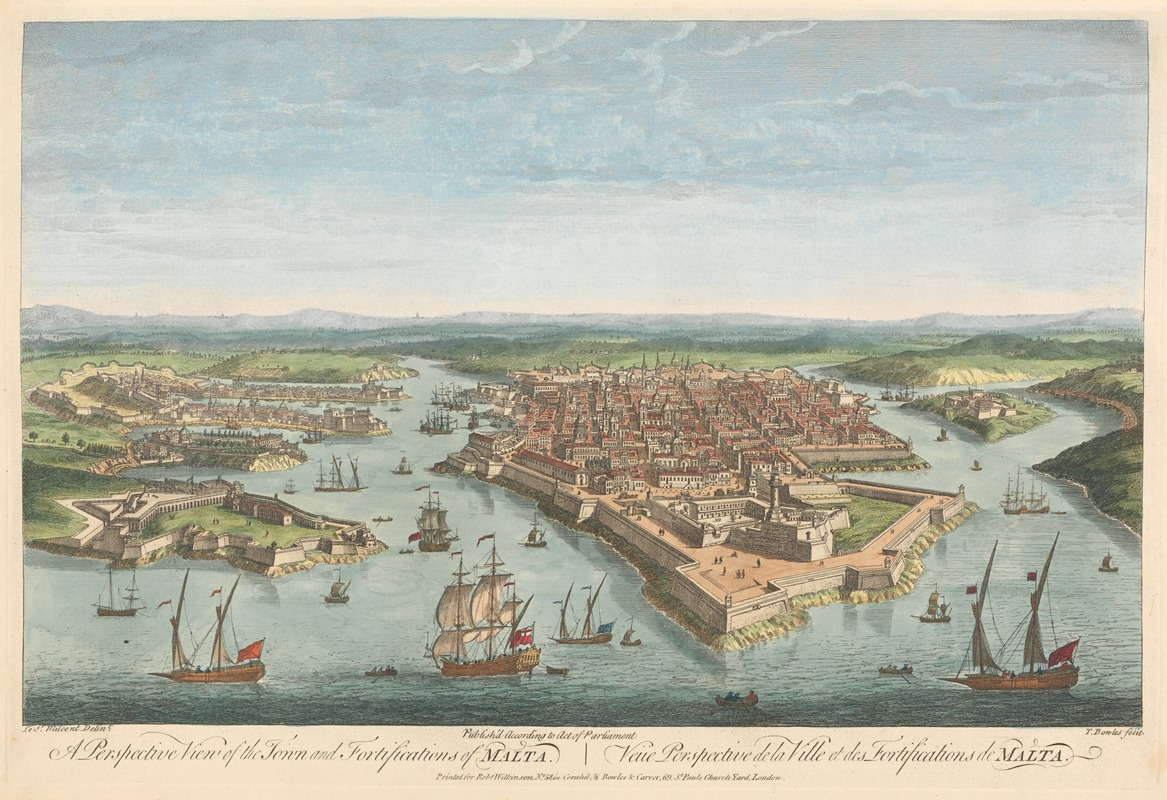 Thomas Bowles III - A Perspective View of the Town and Fortifications of Malta