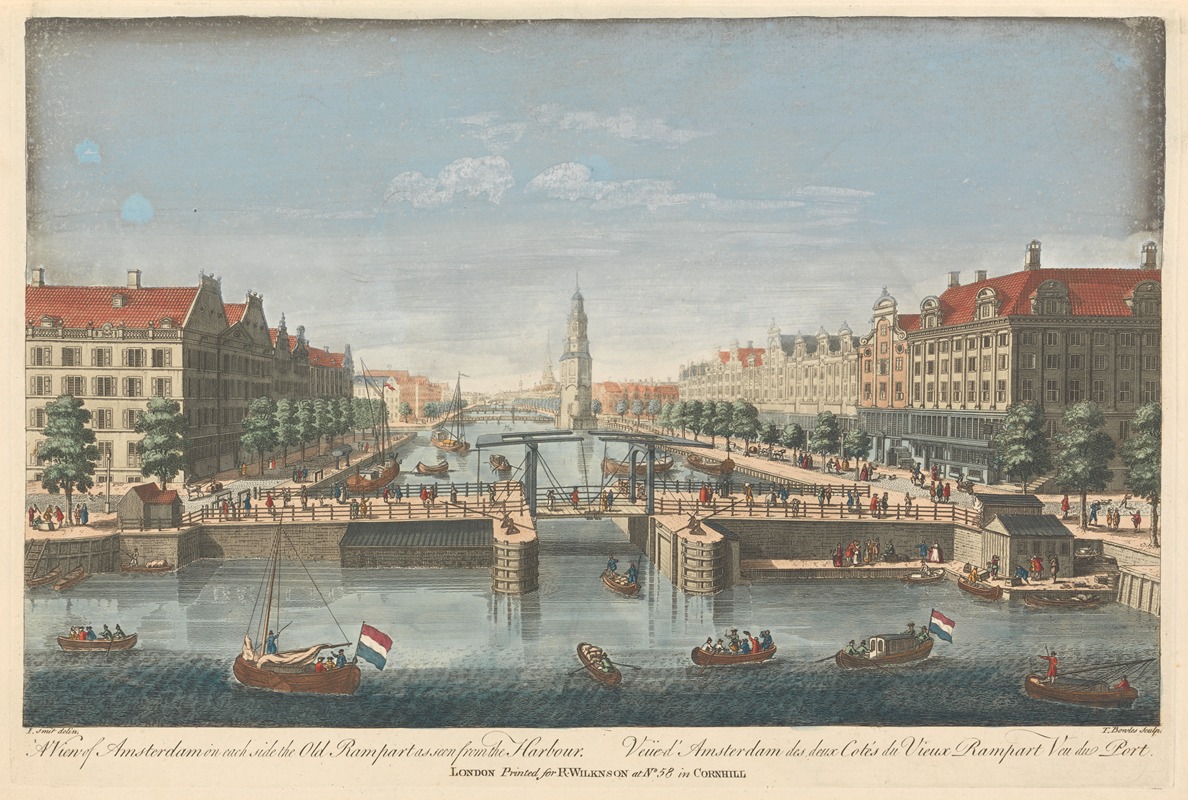 Thomas Bowles III - A View of Amsterdam on each side the Old Rampart as seen from the Harbor