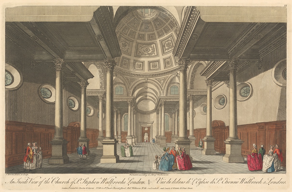 Thomas Bowles III - An Inside View of the Church of St. Stephen Walbrooke London