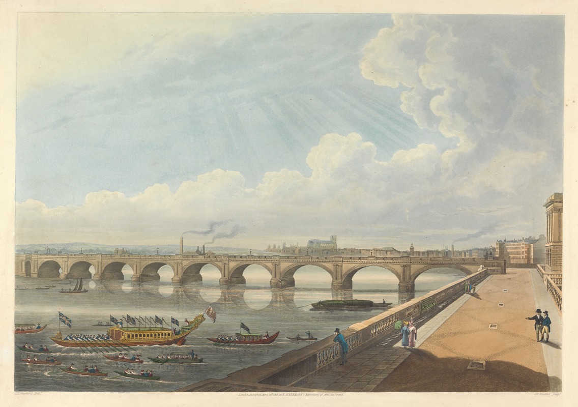 Thomas Hosmer Shepherd - View of Waterloo Bridge from the East End of Somerset House Terrace