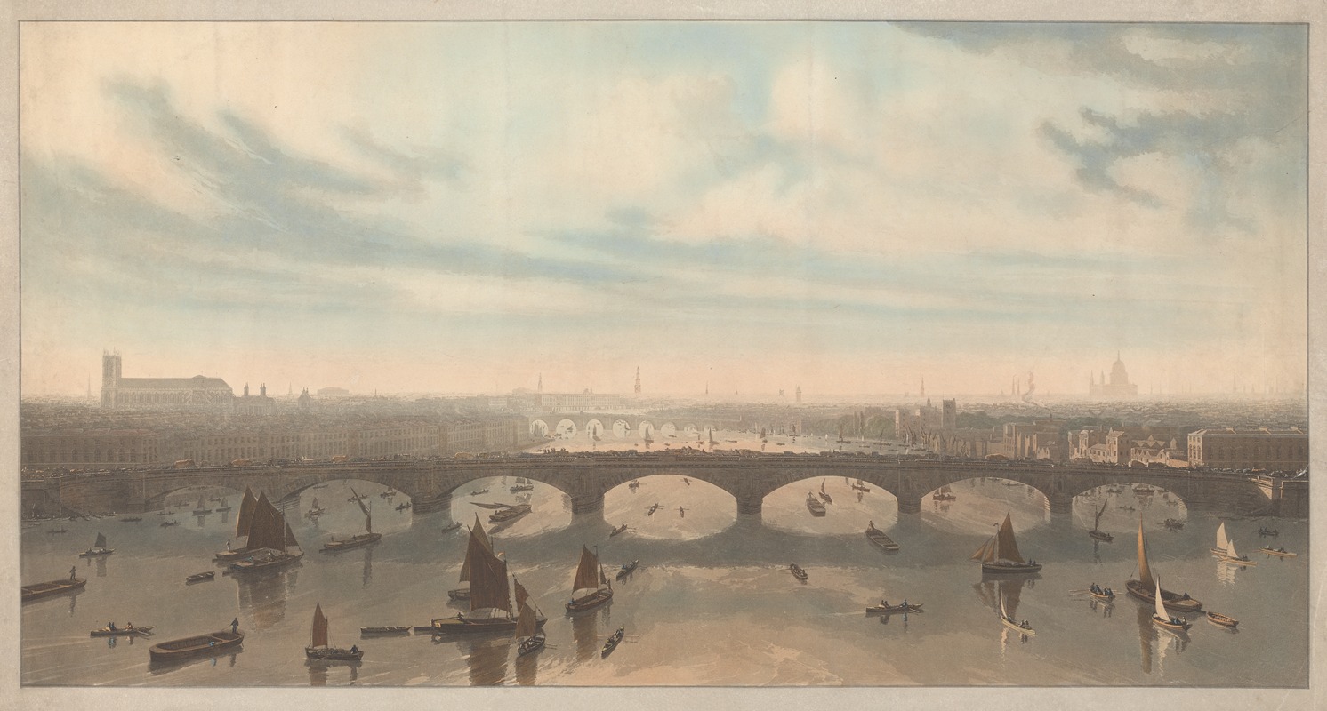 William Daniell - A View of the Bridge now Building over the Thames at Vauxhall