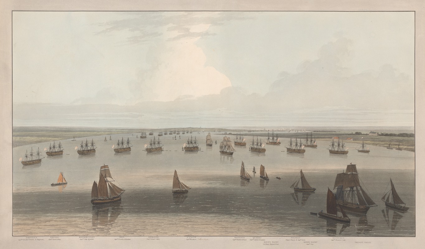 William Daniell - A View of the Frigates Stationed in the Hope under the Command of the Elder Brethen of the Trinity House, Thames Estuary