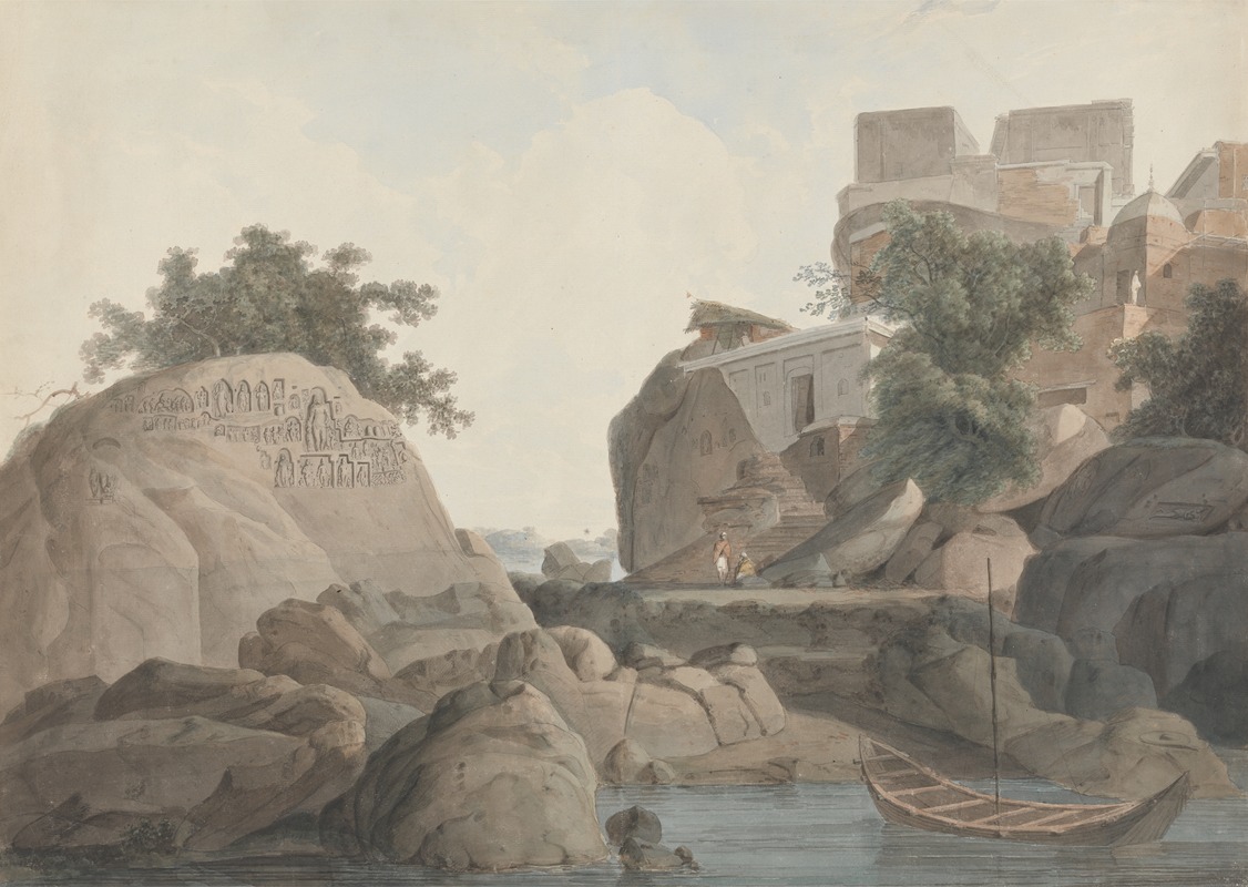 William Daniell - Fakir’s Rock at Sultanganj, on the Ganges River