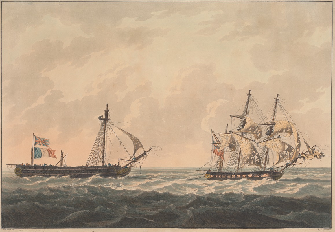 William Daniell - H.M.S. Sloop ‘Bonne Citoyenne’ taking the French Frigate….