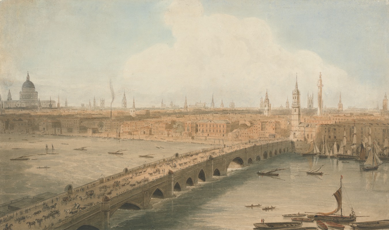 William Daniell - View of London Bridge and St. Paul’s Cathedral