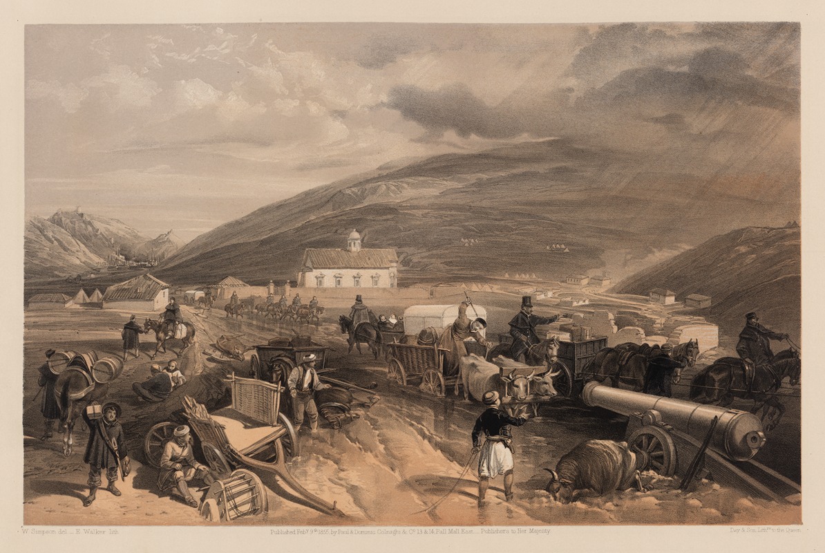 William Simpson - Commissariat difficulties – the road from Balaklava to Sevastopol, at Kadikoi, during the wet weather