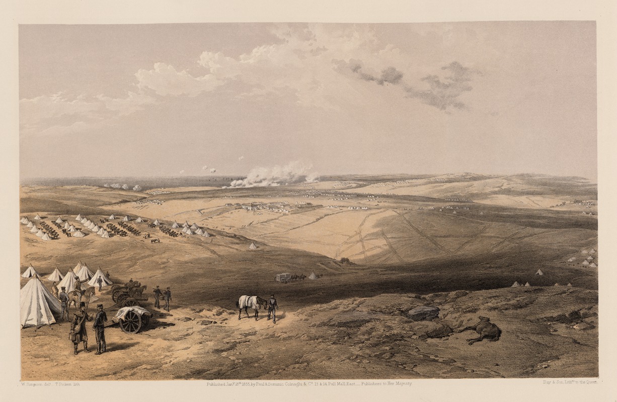 William Simpson - Distant view of Lord Raglan’s head quarters before Sebastopol