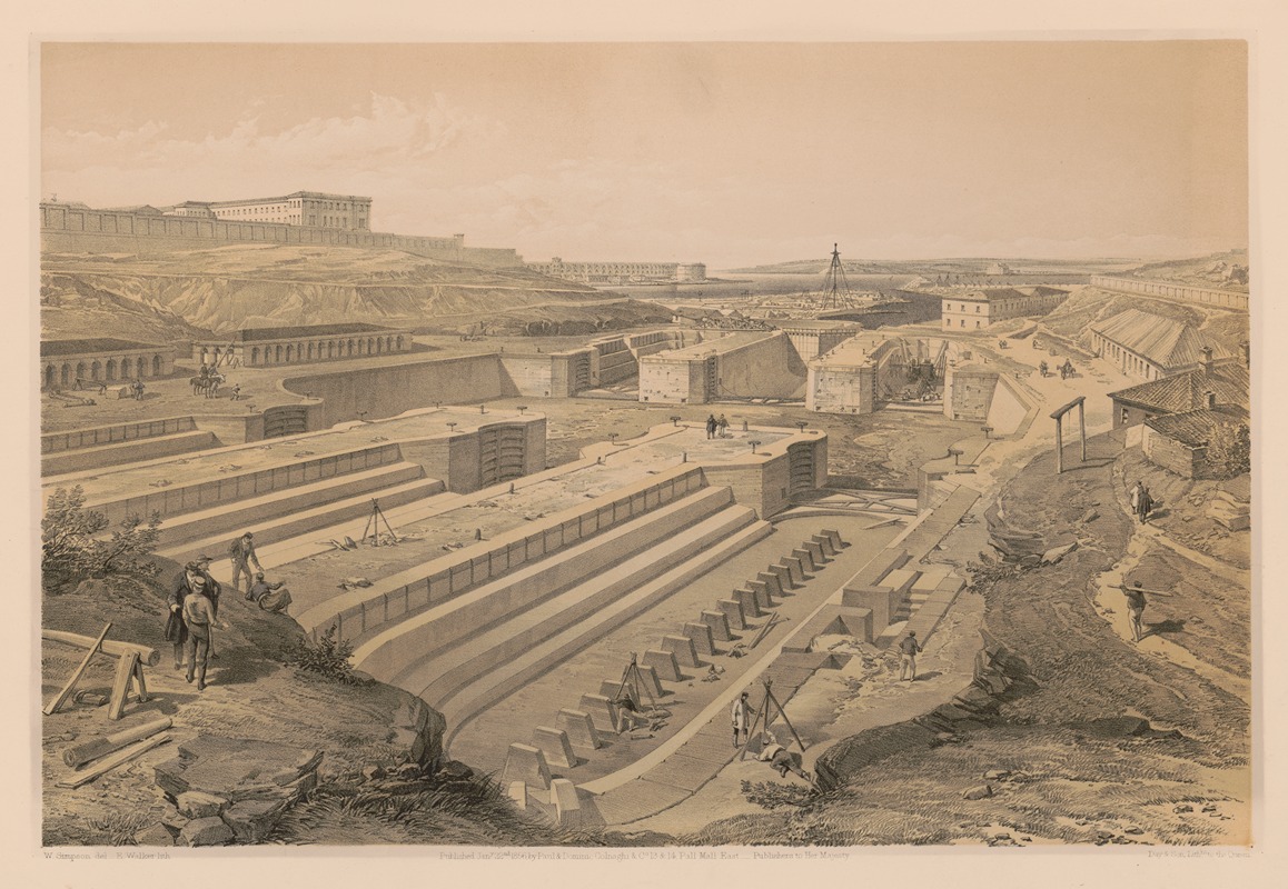 William Simpson - Docks at Sebastopol with ruins of Fort St. Paul