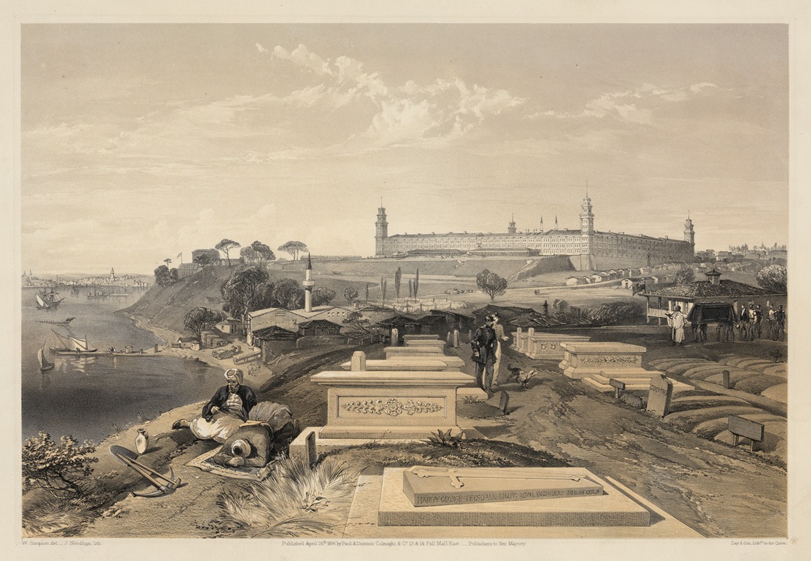 William Simpson - Hospital and cemetery at Scutari