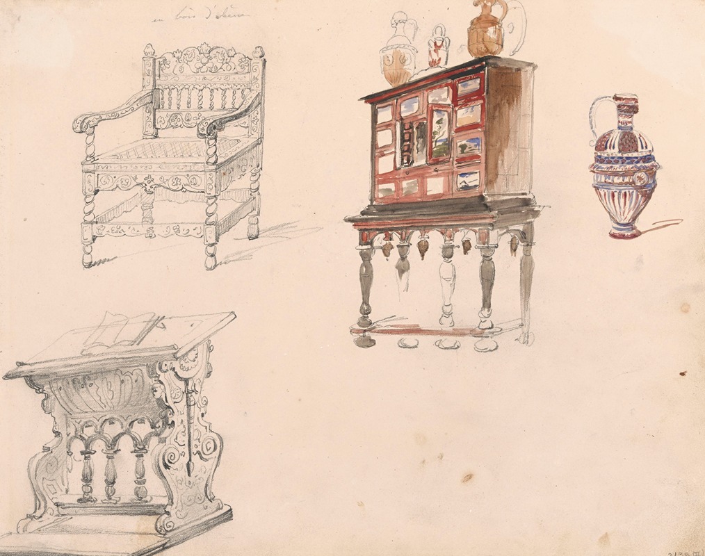 Nicaise De Keyser - Chair, Prie-dieu, Cabinet and Jug