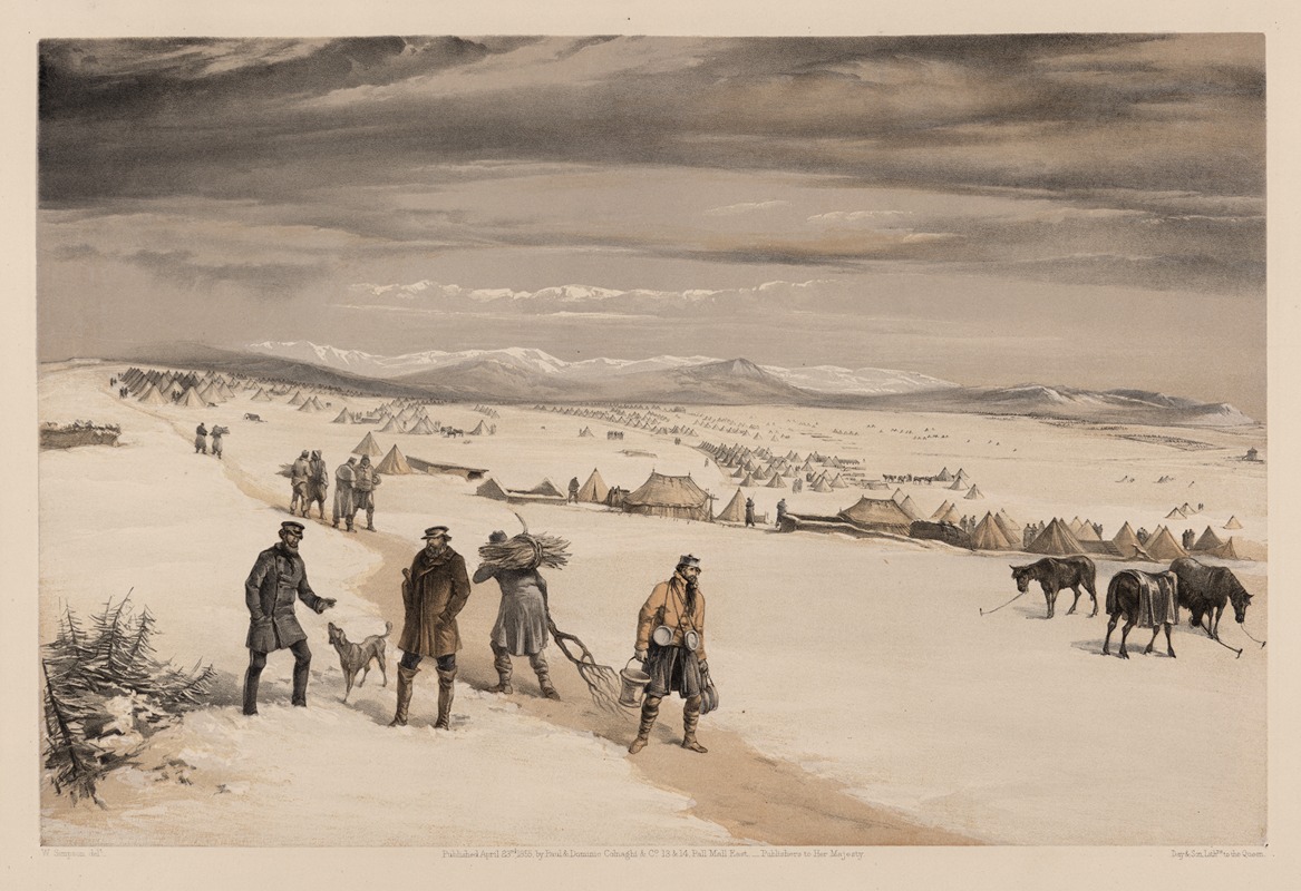 William Simpson - The camp of the second division, looking east January 1855