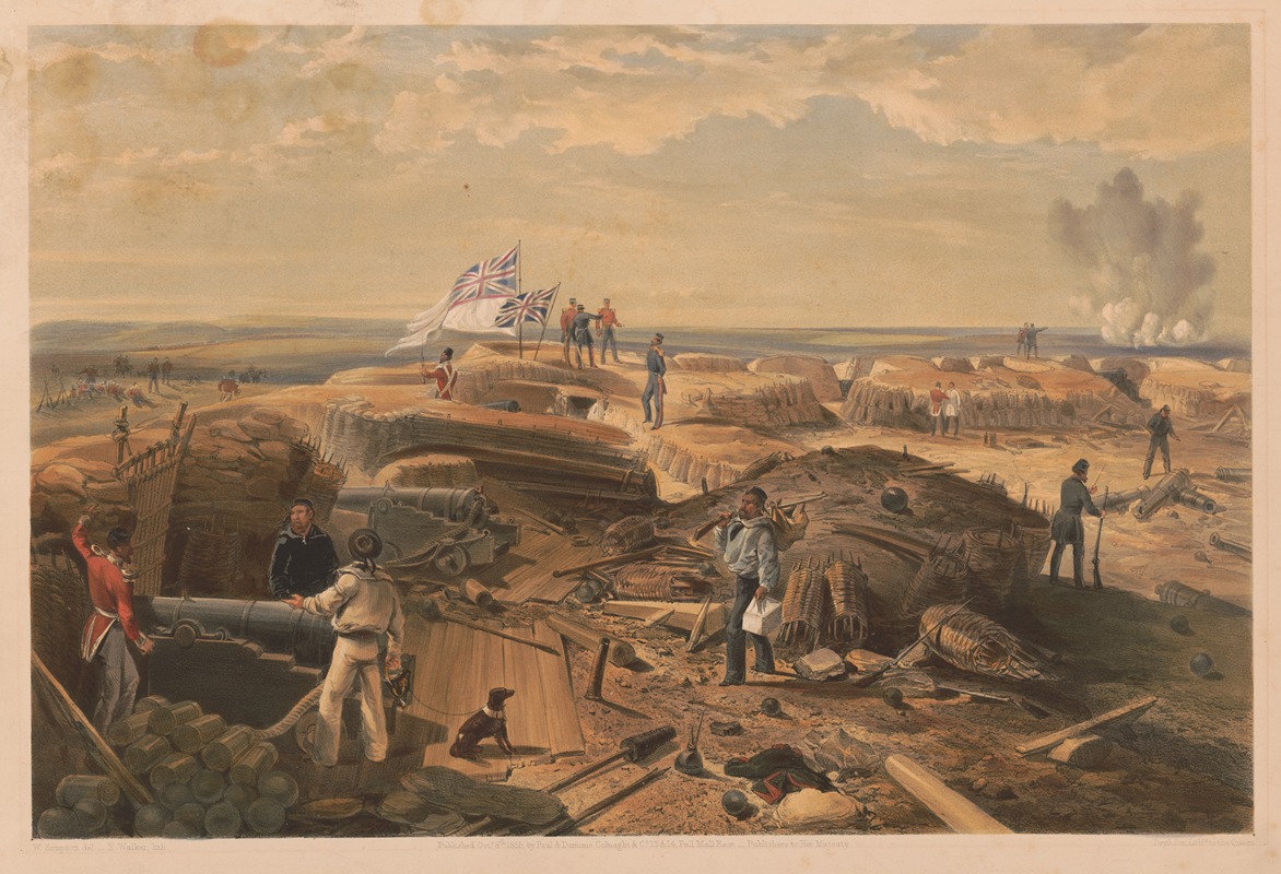 William Simpson - The interior of the Redan taken from its left face, looking towards the salient angle, looking south