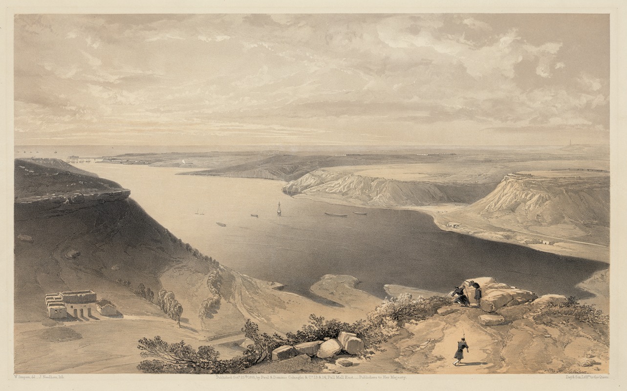 William Simpson - The north side of the harbour of Sebastopol – from the top of the harbour, 22nd June 1855