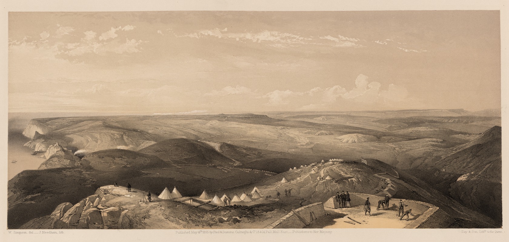 William Simpson - View from the heights above Balaklava, looking towards Sebastopol