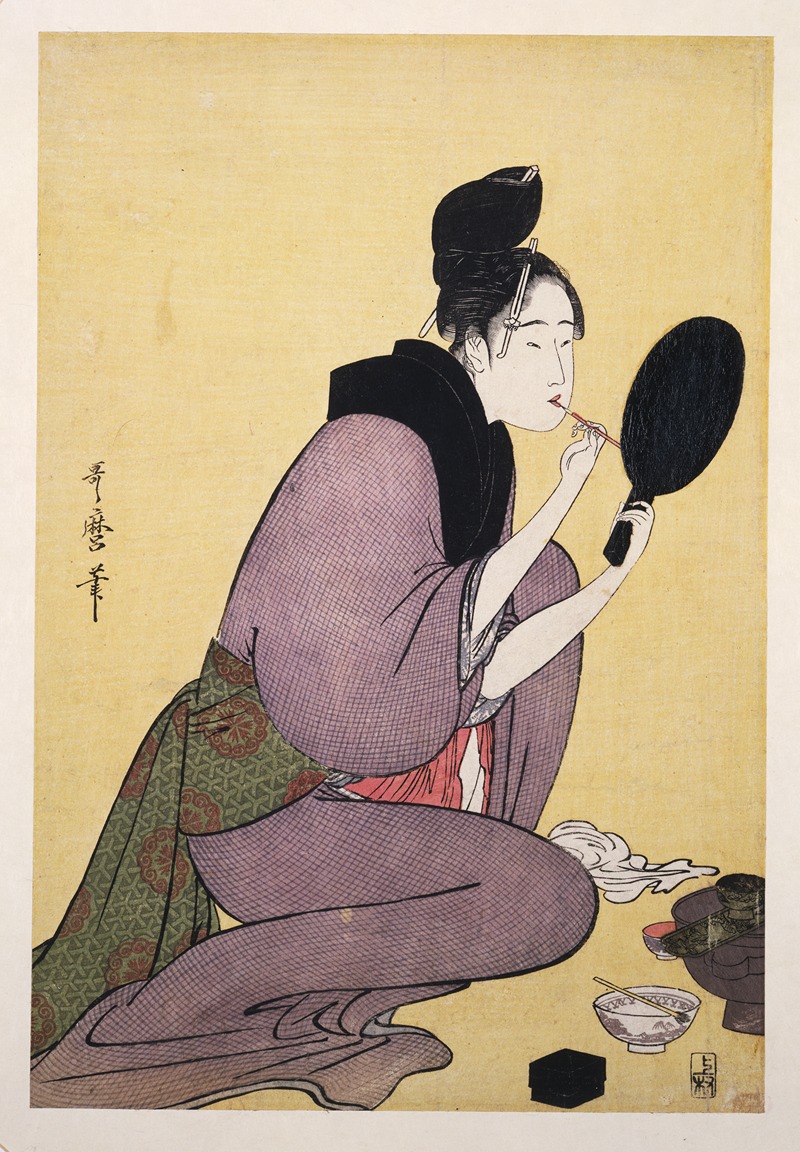 Kitagawa Utamaro - Kuchi-beni – Painting the lips