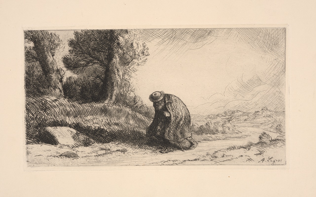 Alphonse Legros - A vagabond walking along a lane