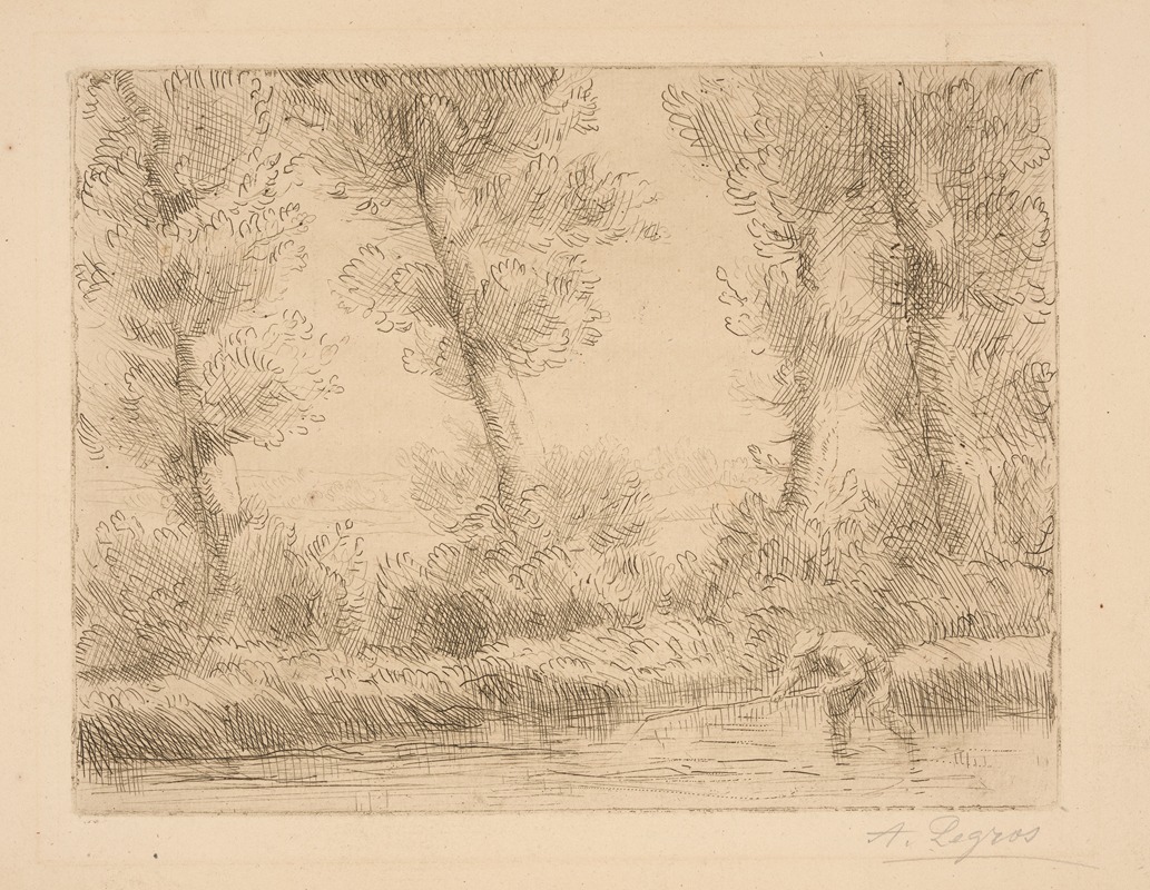 Alphonse Legros - Fisherman in stream