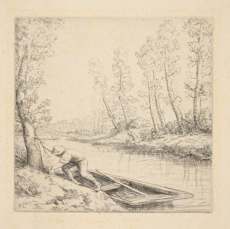 Alphonse Legros - Le paysage au bateau