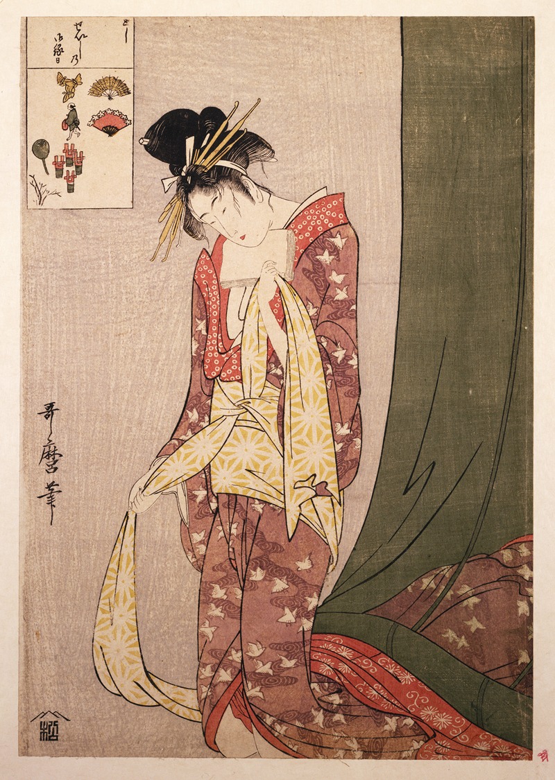 Kitagawa Utamaro - Ôgiya Hanaôgi – Ôgiya Hanaôgi (picture riddle)