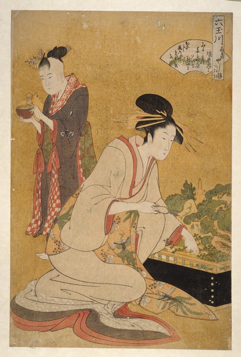 Kitagawa Utamaro - Ôgiya uchi Yashio, Someki, Tsumaki – Yashio of the Ôgiya, Someki, Tsumaki