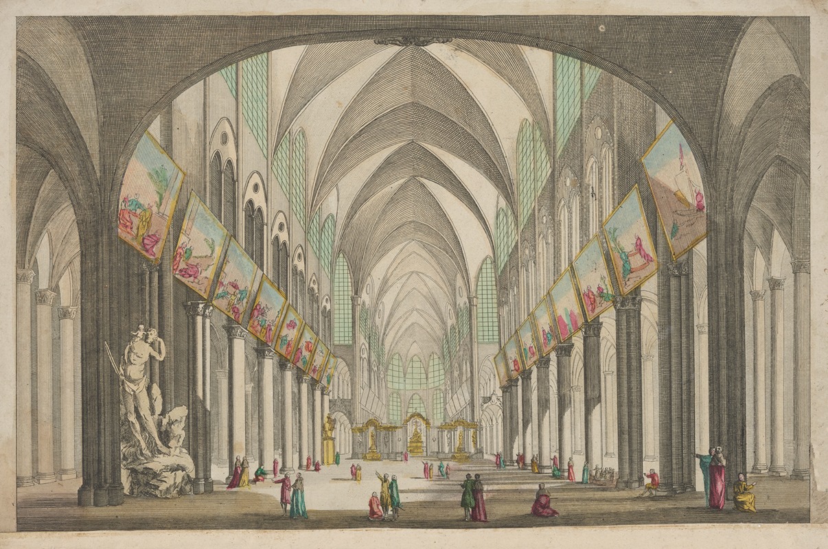 Anonymous - Perspective view of the interior of Notre Dame Cathedral in Paris