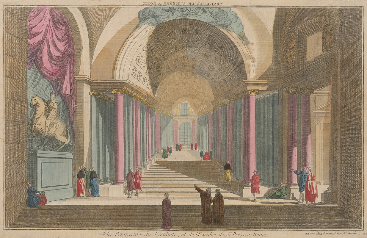 Anonymous - Perspective View of the Vestibule and of the Staircase of St. Peter’s, in Rome