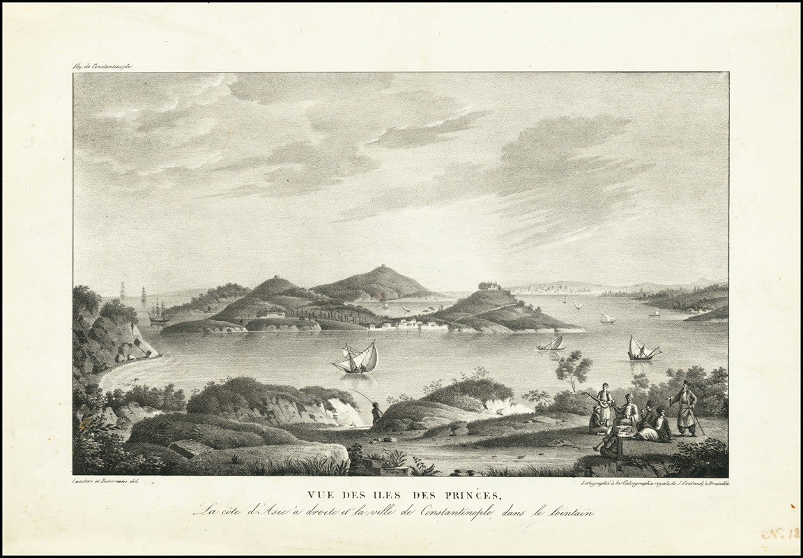 Antoine Ignace Melling - Vue des Iles des Princes, La cote d’Asie a droite et la ville de Constantinople dans le lointain