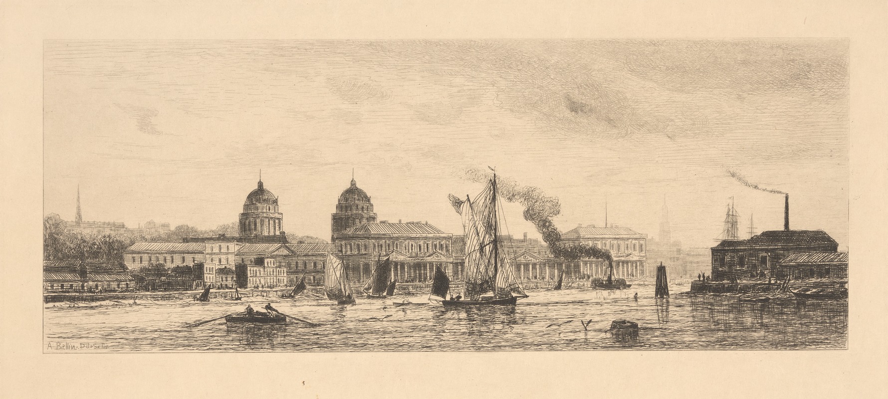 Auguste Ballin - Greenwich from the Thames