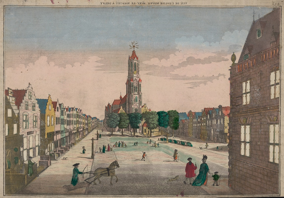 Georg Balthasar Probst - View of the new church and the market in Delft