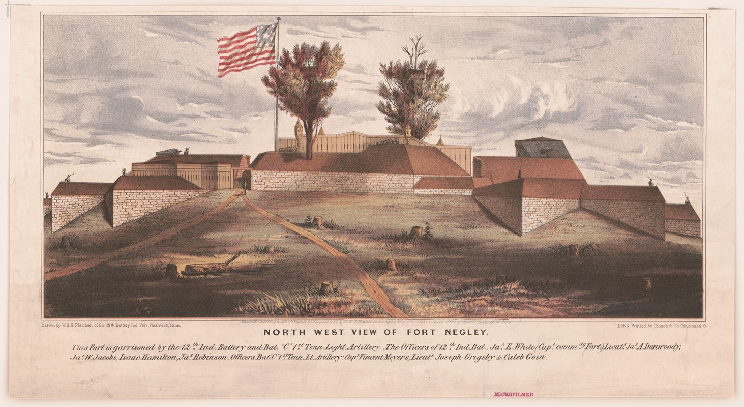 Gibson & Co. Lith - North west view of Fort Negley