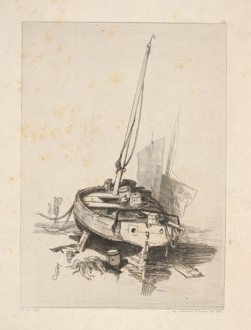 Louis-Adolphe Hervier - Small boat from St. Valery (Somme)