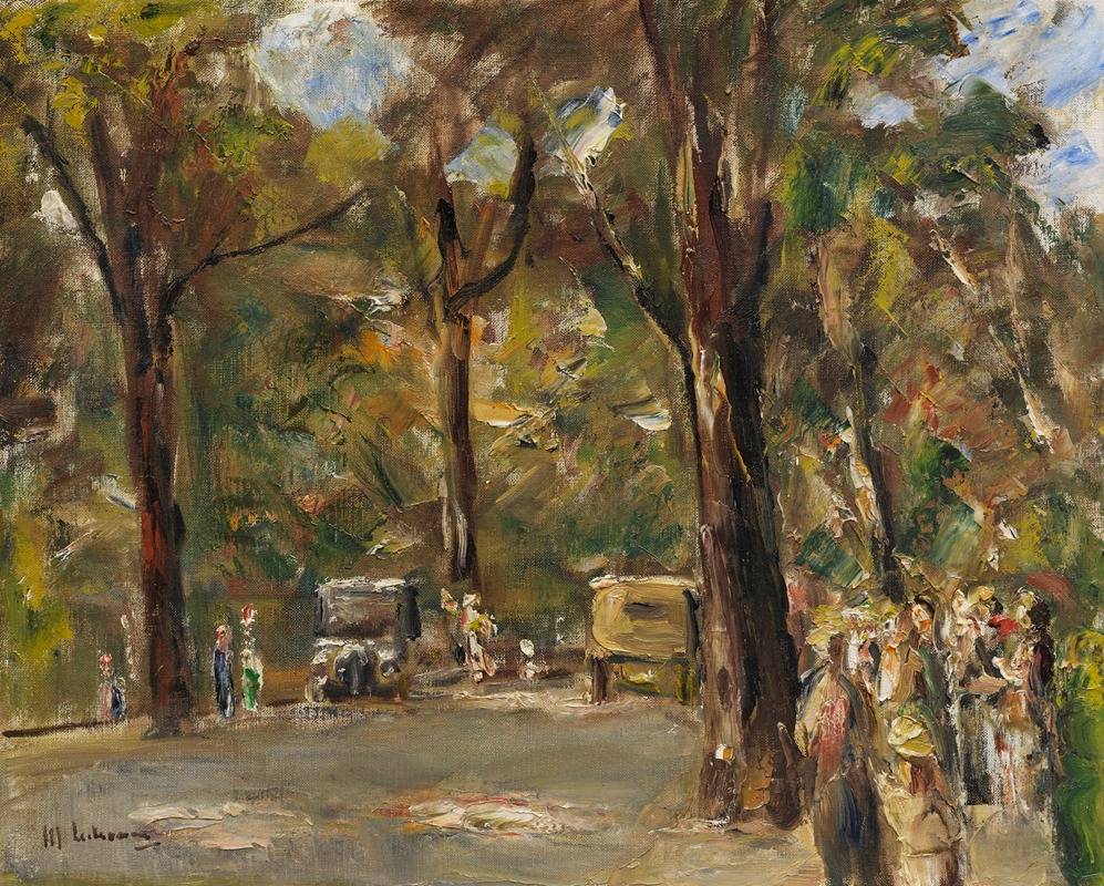 Max Liebermann - Allee mit Spaziergängern und Automobilen