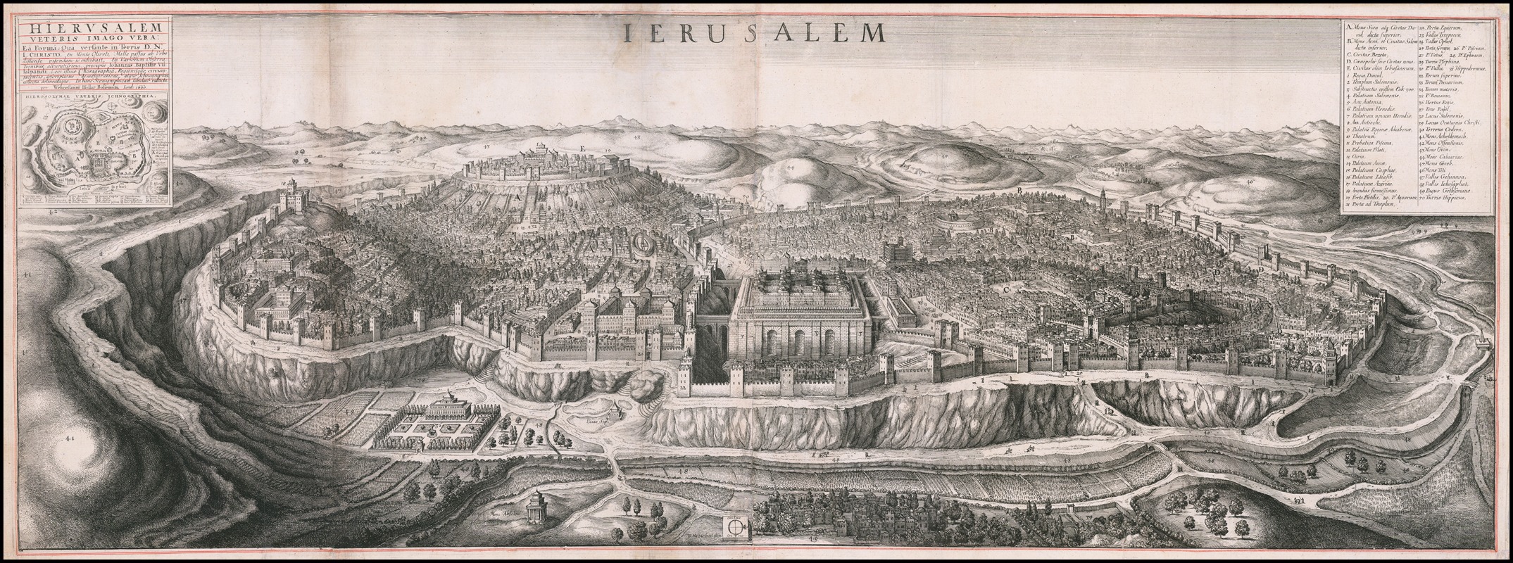 Wenceslaus Hollar - Bird’s eye view of Jerusalem