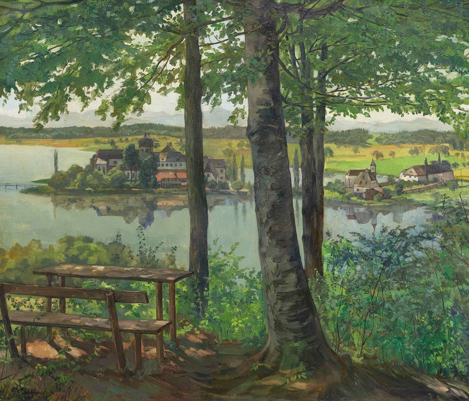 Wilhelm Trübner - Aussicht auf Kloster Seeon