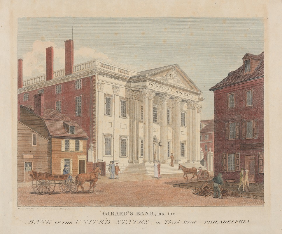 William Russell Birch - Girard’s Bank, late the Bank of the United States, in Third Street Philadelphia.