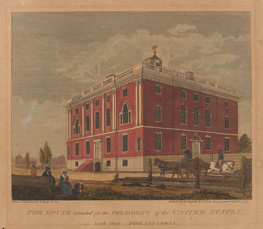 William Russell Birch - The house intended for the President of the United States, in Ninth Street Philadelphia.