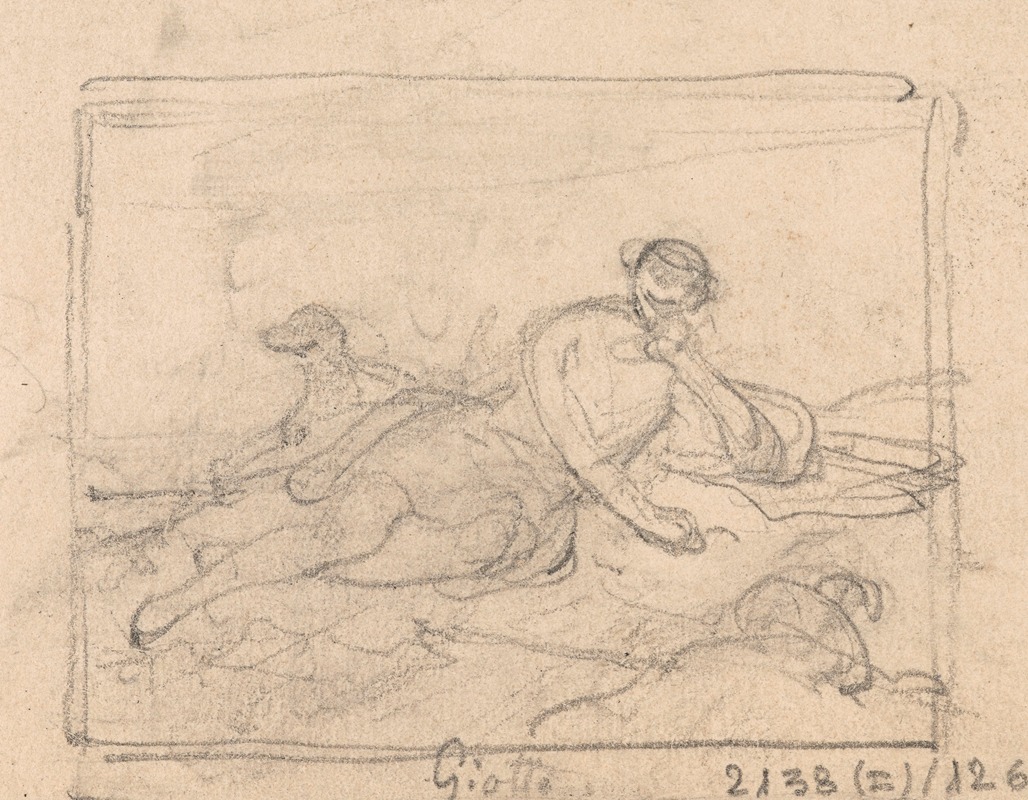 Nicaise De Keyser - Giotto Di Bondone Drawing his Sheep in the Sand