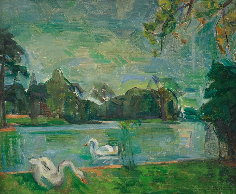 Franciszek Bartoszek - Swans on a Lake