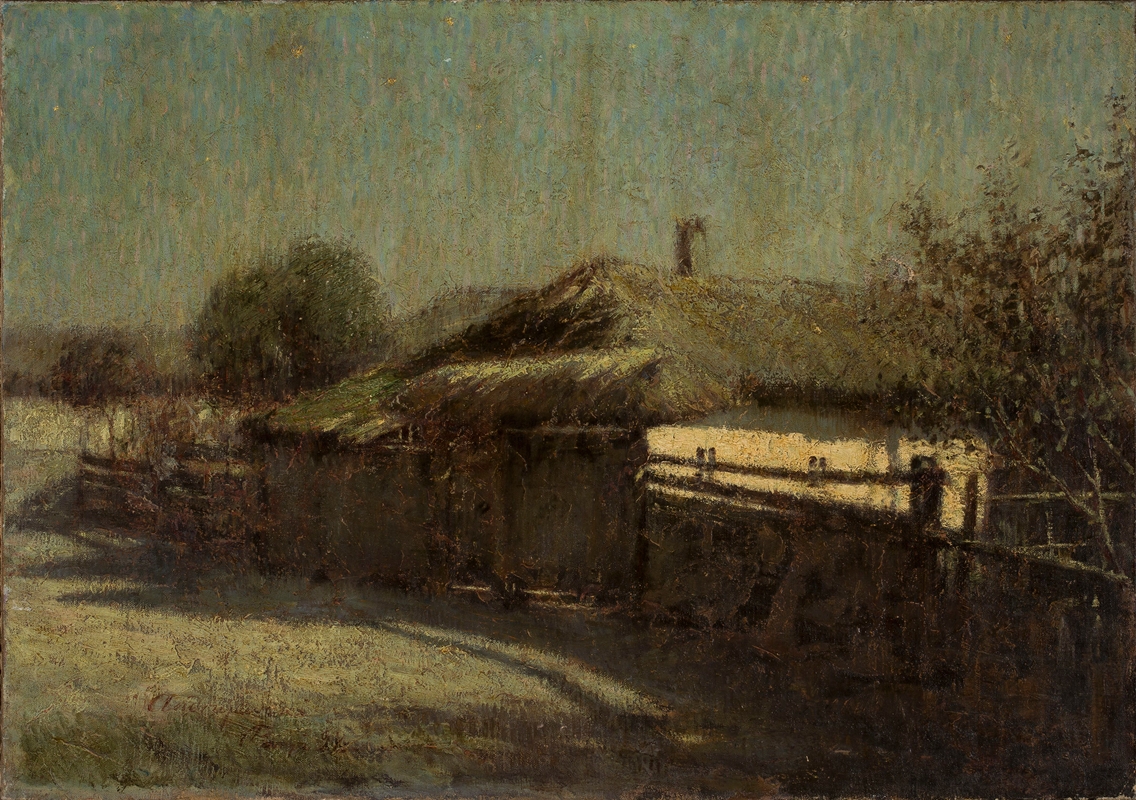 Józef Andrzejewski - Peasant cottage in moonlight