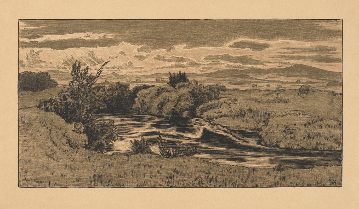 Hans Thoma - Evening by the Nidda River