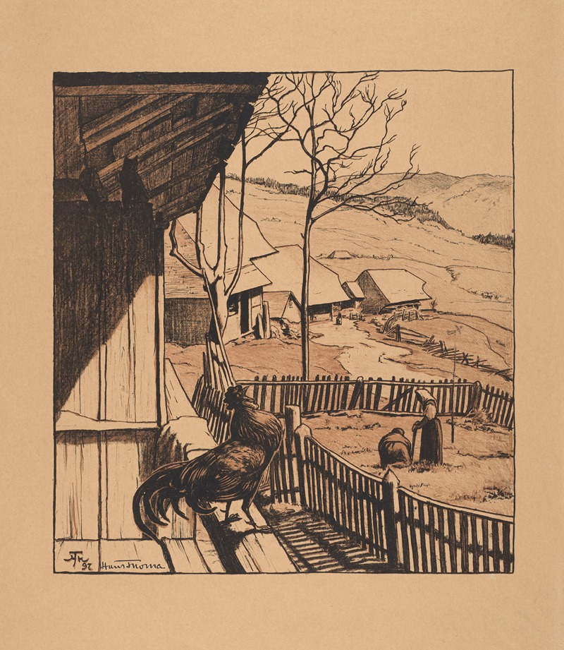Hans Thoma - Landscape with a Crowing Cockerel