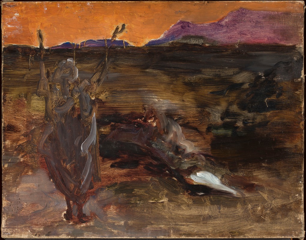 Jan Ciągliński - Ganges after sunset. From the journey to India