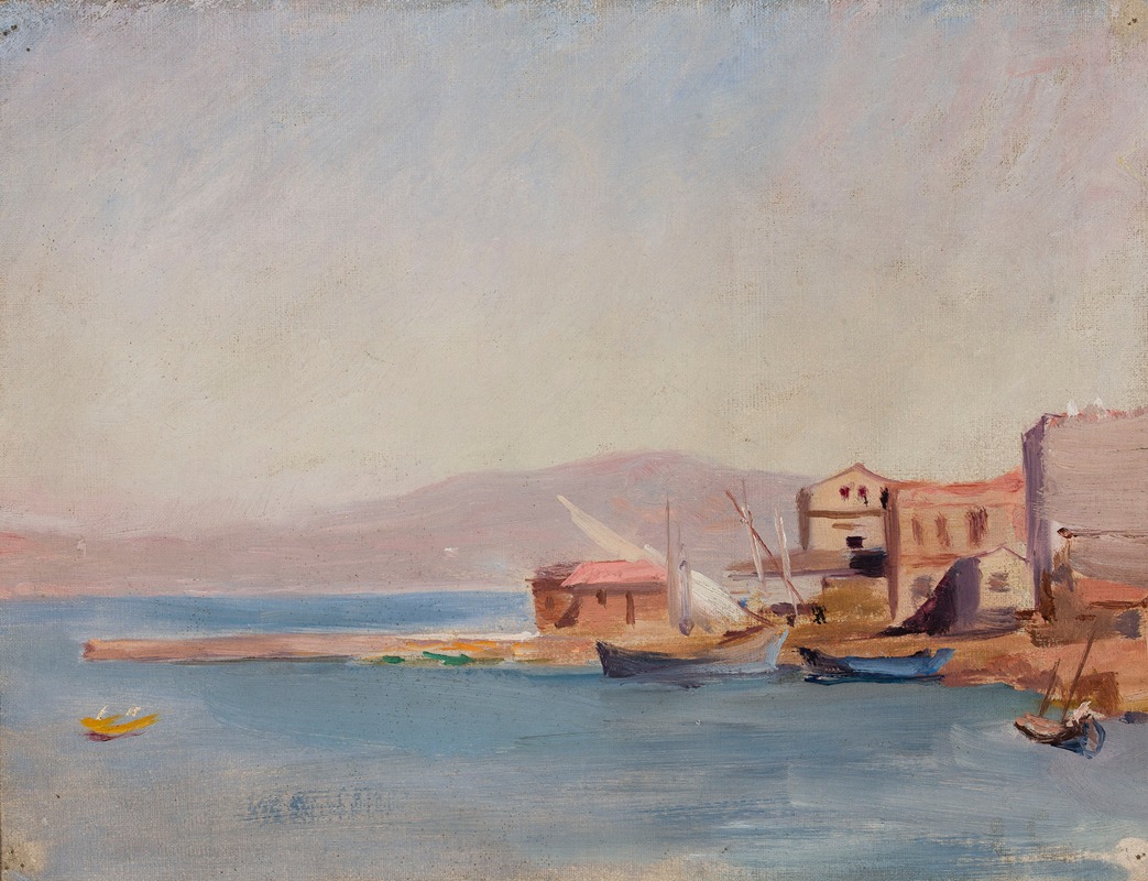 Jan Ciągliński - Harbour – study. From the journey to Constantinople