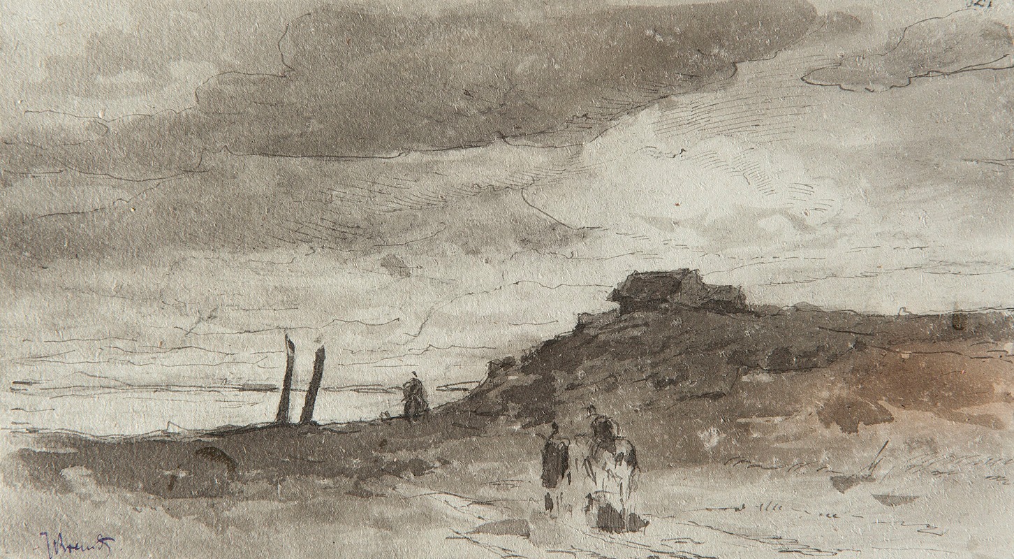 Jozef Brandt - Landscape on the River Dniester, study for paintings