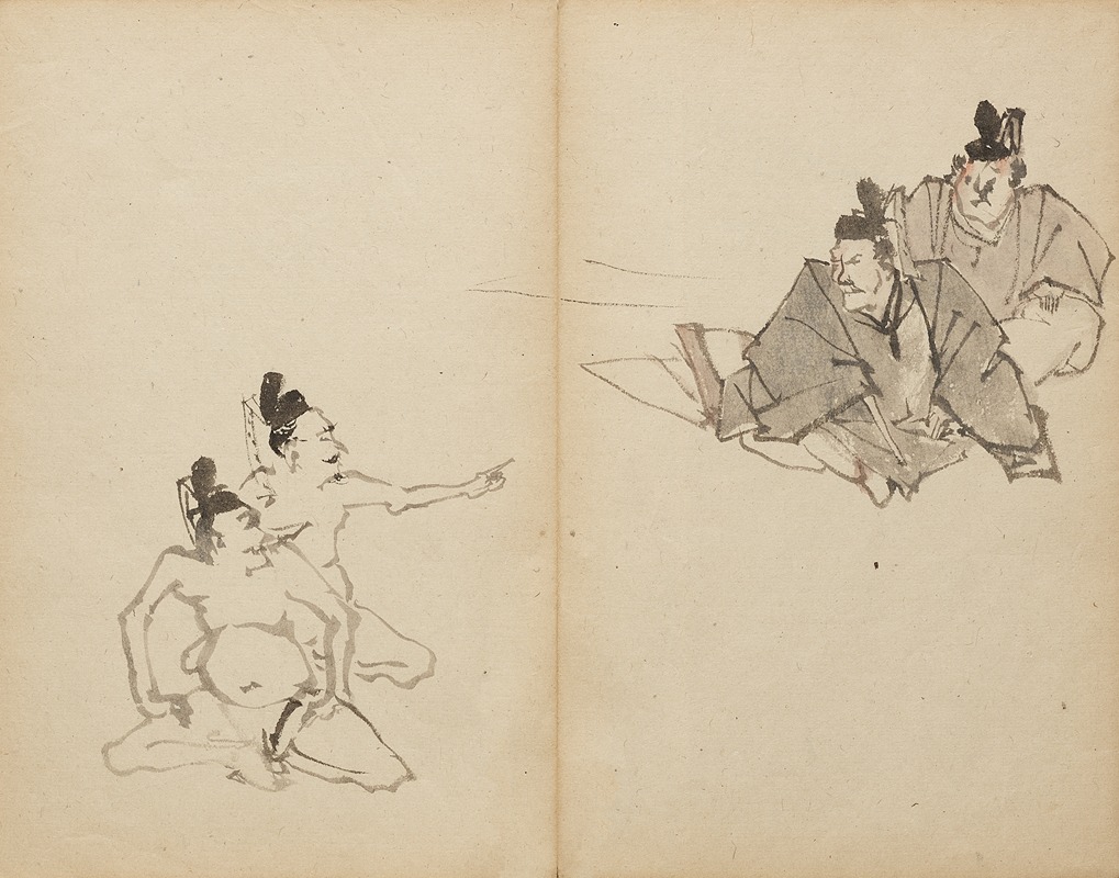 Kawanabe Kyōsai - Courtiers