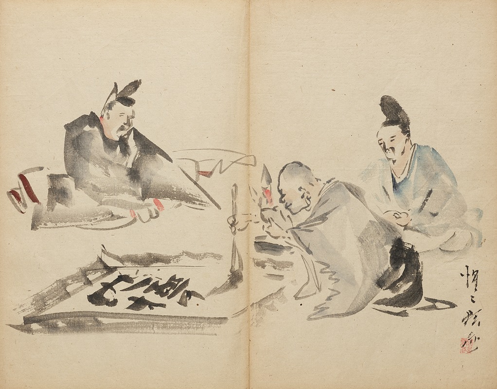 Kawanabe Kyōsai - Monk at Calligraphy